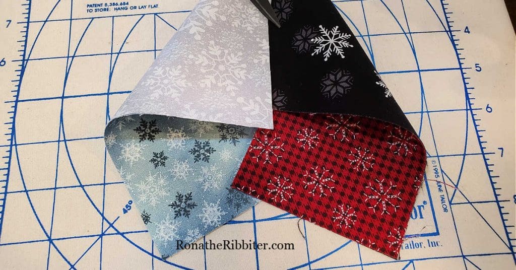 4 fabrics pressed for Scandinavian Christmas Star ornament